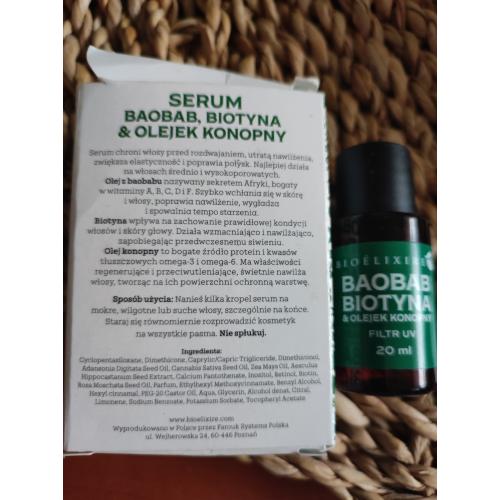 Bioelixire Serum do włosów Baobab biotyna olejek konopny nowa