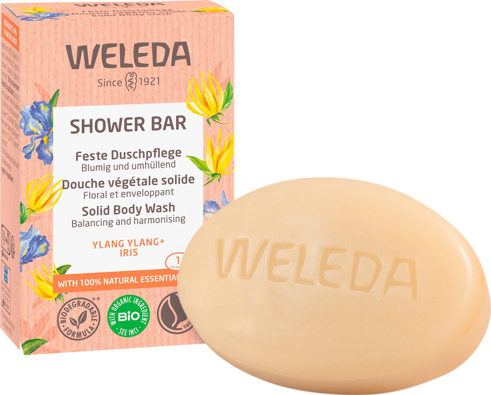 Weleda Shower Bar Feste Duschpflege Ylang Ylang Iris Mydło pod