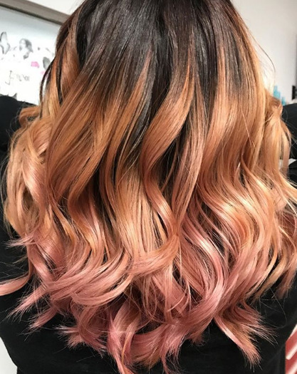 Koloryzacja na jesień - coral hair Koloryzacja ombre coral hair na brązowych włosach