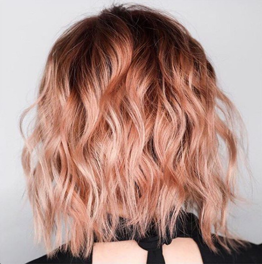 Koloryzacja na jesień - coral hair Koloryzacja coral hair na blunt bobie