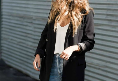 czarna luźna marynarka oversize stylizacja czarna luźna marynarka oversize stylizacja