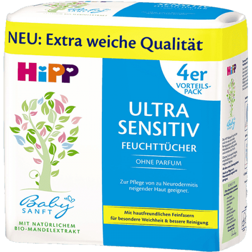 HiPP, BabySanft, Untra Sensitiv Feuchttucher Ohne Parfum (Nieperfumowane chusteczki pielęgnacyjne)