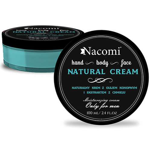 Nacomi, Natural Cream Body, Hand and Face Moisturizer (Naturalny krem dla mężczyzn z olejem konopnym i ekstraktem z chmielu)