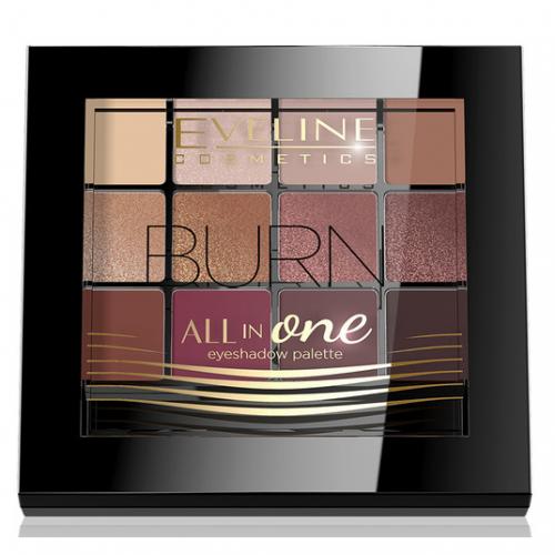 Eveline Cosmetics, All in One Eyeshadow Palette 03 Burn (Paleta 12 cieni do powiek)