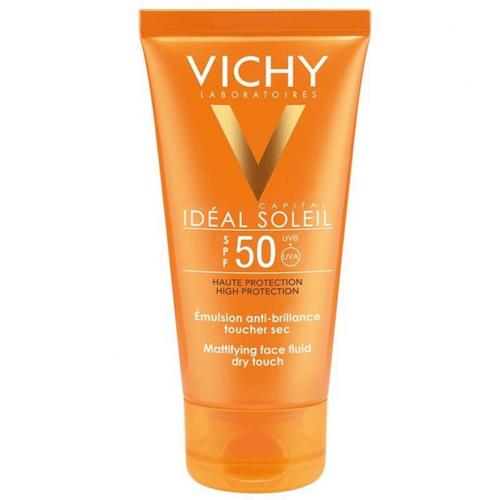Vichy, Ideal Soleil, Emulsion Anti-brillance Toucher Sec SPF 50 [Mattifying Face Fluid Dry Touch] (Matująca emulsja do twarzy SPF 50)