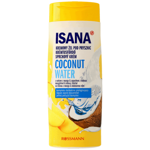 Isana, Coconut Water mit Mangosaft und Kokos- Duft Cremedusche (Kremowy żel pod prysznic z wodą kokosową i sokiem z mango)