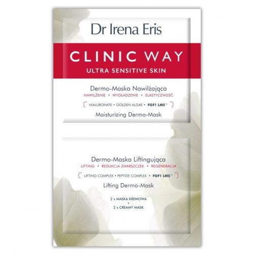 Dr Irena Eris, Clinic Way, Ultra Sensitive Skin, 2 w 1 Dermo-maska nawilżająca + Dermo-maska liftingująca