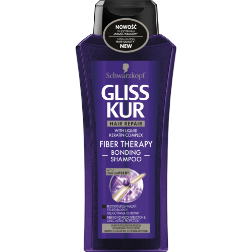 Schwarzkopf Gliss Kur, Fiber Therapy, Szampon do włosów przeciążonych koloryzacją lub zabiegami stylizacyjnymi