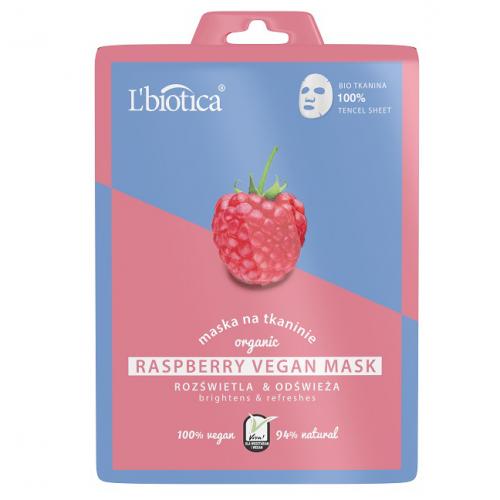 L'biotica, Raspberry Vegan Mask Brightens & Refreshes (Rozświetlająco- odświeżająca maska na tkaninie)
