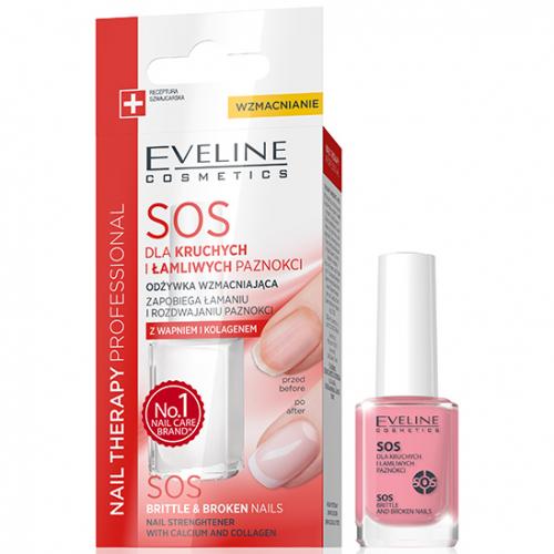 Eveline Cosmetics, Nails Therapy Professional, SOS Odżywka wzmacniająca z wapniem i kolagenem (nowa wersja)