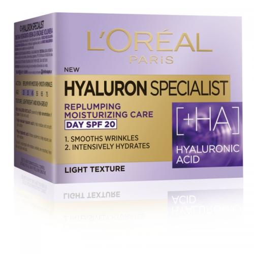 L'Oreal Paris, Hyaluron Specialist, Replumping Moisturizing Day Cream SPF20 (Wypełniająca pielęgnacja nawilżająca na dzień)