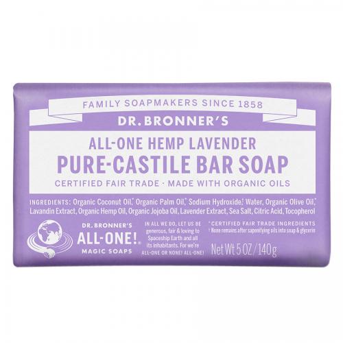 Dr. Bronner`s, All-One Hemp Lavender Pure-Castile Bar Soap (Mydło lawendowe w kostce)
