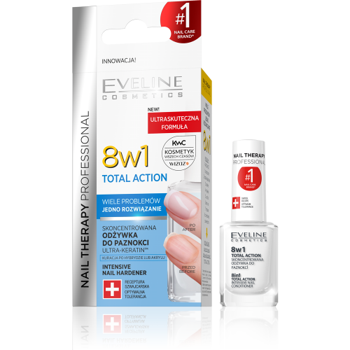 Eveline Cosmetics, Nail Therapy Professional, Skoncentrowana odżywka do paznokci, 8w1 (nowa wersja)