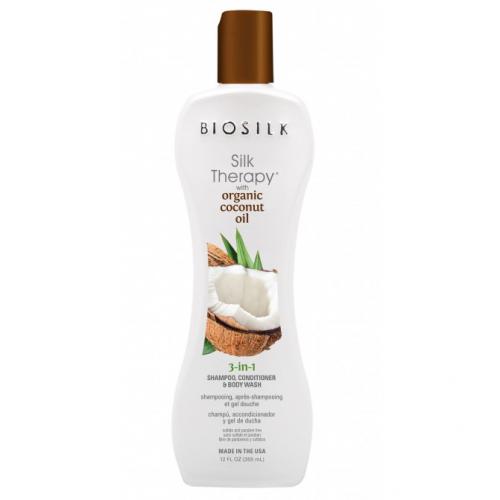 Biosilk, Silk Therapy with Coconut Oil, Shampoo Conditioner & Body Wash 3 in 1 (Szampon, odżywka i żel do mycia włosów 3 w 1)