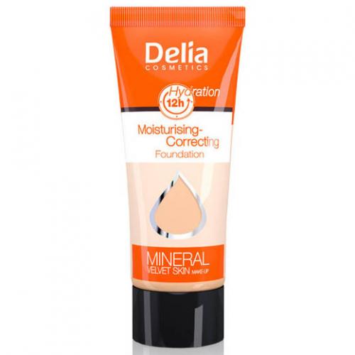 Delia, Mineral Velvet Skin, Moisturixing-Correcting Foundation (Fluid nawilżająco -korygujący)