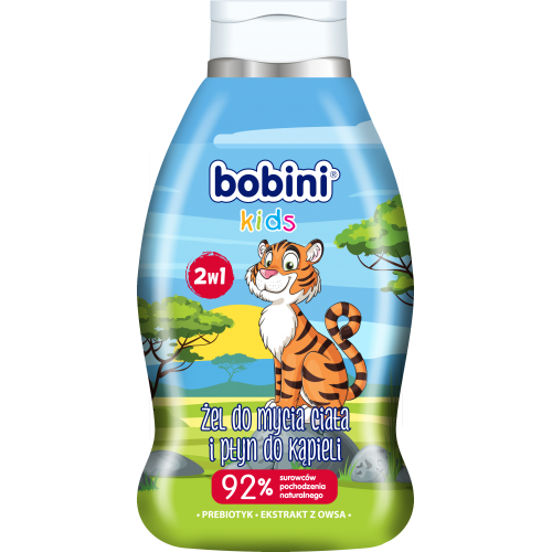 Bobini, Kids, Żel o mycia ciała i płyn do kąpieli 2 w 1 `Prebiotyk + ekstrakt z owsa` (różne rodzaje)
