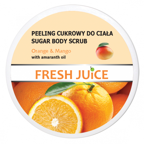 Fresh Juice, Sugar Body Scrub Orange & Mango (Peeling cukrowy do ciała `Pomarańcza & mango`)