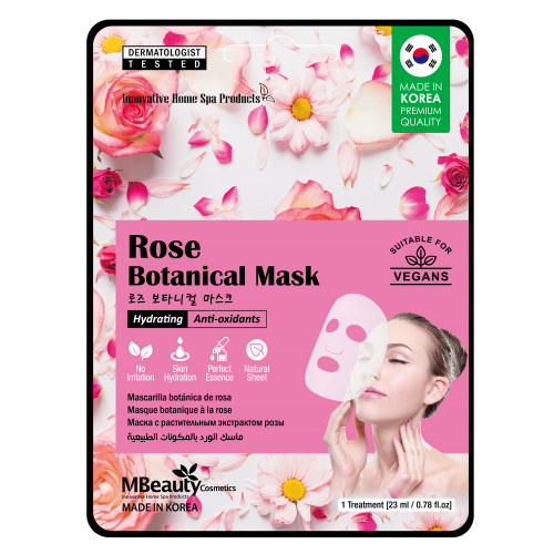MBeauty, Rose Botanical Mask (różana maska na płachcie nawilżająca i ochronna z antyoksydantami)