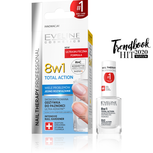 Eveline Cosmetics, Nail Therapy Professional, Skoncentrowana odżywka do paznokci, 8w1 (nowa wersja)