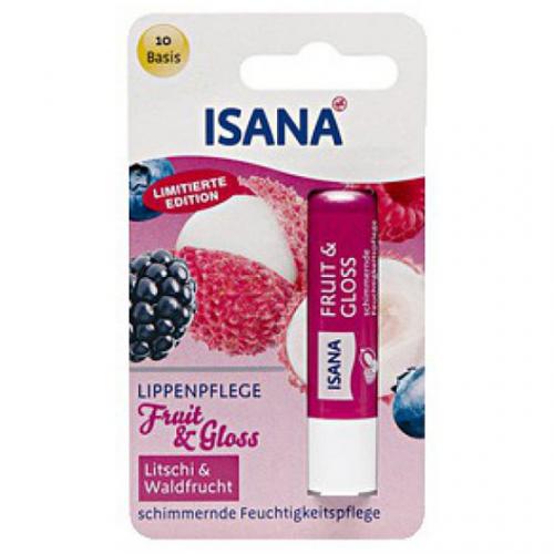 Isana, Fruit & Gloss Lippenpflege Litschi & Waldfrucht (Pomadka pielęgnacyjna `Liczi i owoce leśne`)