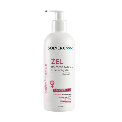 Solverx, Sensitive skin, Żel do mycia i demakijażu twarzy i oczu