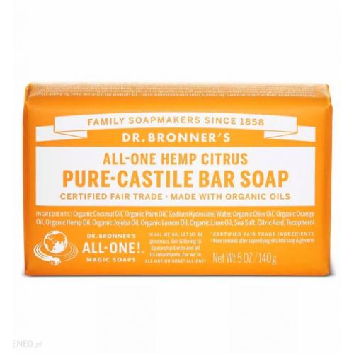 Dr. Bronner's, All-One Hemp Citrus Pure-Castille Bar Soap (Kastylijskie mydło w kostce cytrynowe)