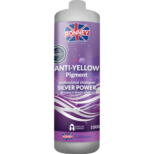 Ronney, Professional Shampoo Silver Power Anti-Yellow Pigment (Szampon do włosów blond, rozjaśnianych i siwych)