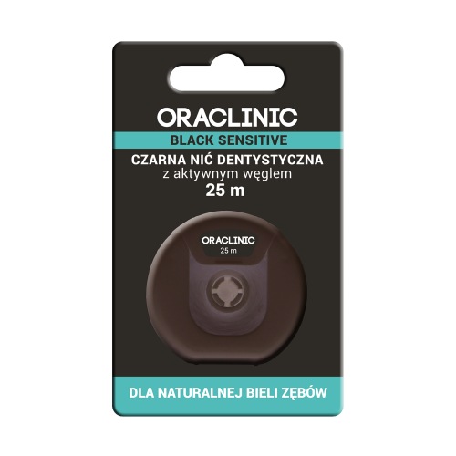 Oraclinic, Black Sensitive, Czarna nić dentystyczna z aktywnym węglem
