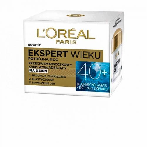 L`Oreal Paris, Ekspert Wieku, Przeciwzmarszczkowy krem wygładzający na dzień 40+ `Potrójna moc`