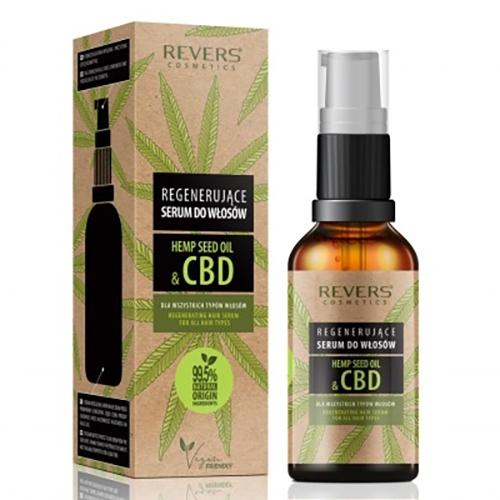 Revers Cosmetics, Hemp Seed Oil & CBD, Regenerujące serum do włosów z naturalnym olejem konopnym z CBD