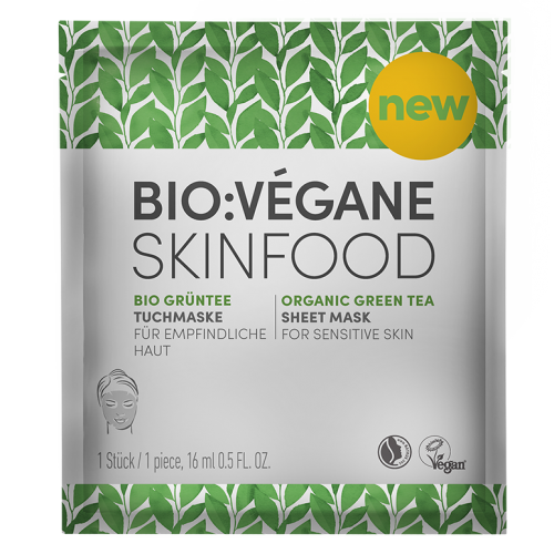 Bio Vegane Skinfood, Bio Green Tea [Bio Grüntee], Tuchmaske (Maska w płachcie z ekstraktem z zielonej herbaty)