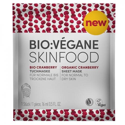 Bio Vegane Skinfood, Bio Cranberry, Tuchmaske (Maska w płacie z żurawiną, do skóry suchej i normalnej)