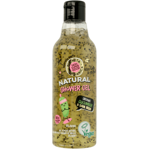 Planeta Organica, Skin Superfood, Natural Shower Gel Relaxing Cumcumber & Basil Seeds (Naturalny żel pod prysznic `Organiczny ogórek i nasiona bazylii`)