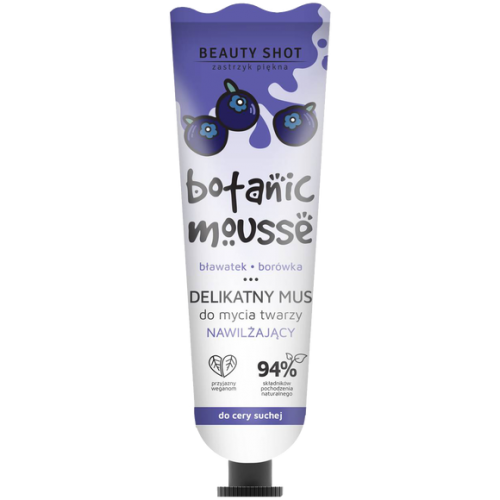 Beauty Shot, Botanic Mousse, Delikatny mus do mycia twarzy nawilżający `Bławatek, borówka`