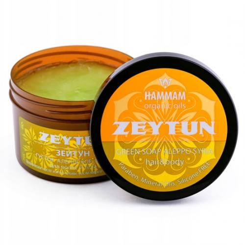 Hammam Organic Oils, Zeytun Green Soap Aleppo Syria Hair & Body (Zielone mydło z Aleppo do mycia ciała i włosów)