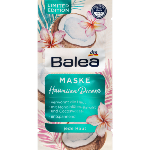 Balea, Maske Hawaiian Dream (Maseczka z wodą kokosową i ekstraktem z kwiatów monoi)