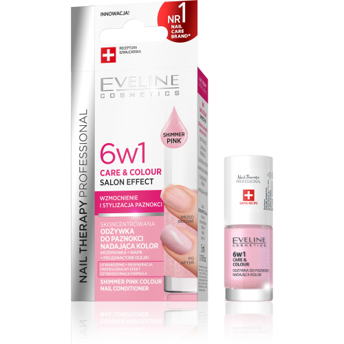 Eveline Cosmetics, Nail Therapy Professional, Odżywka do paznokci nadająca kolor 6w1 Care & Color
