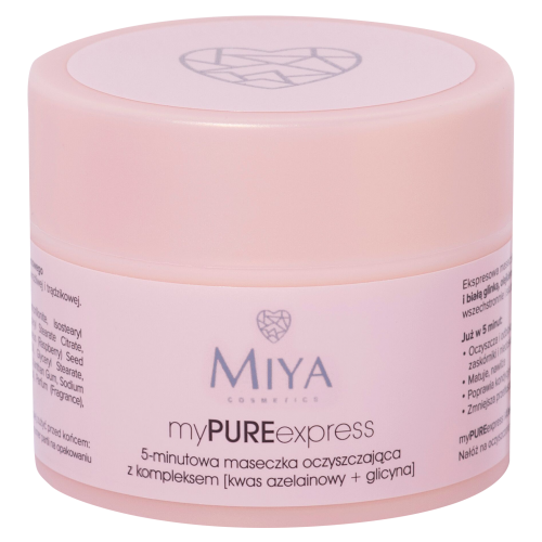Miya Cosmetics, myPUREexpress, 5-minutowa maseczka oczyszczająca z kompleksem [5% kwas azelainowy + glicyna]