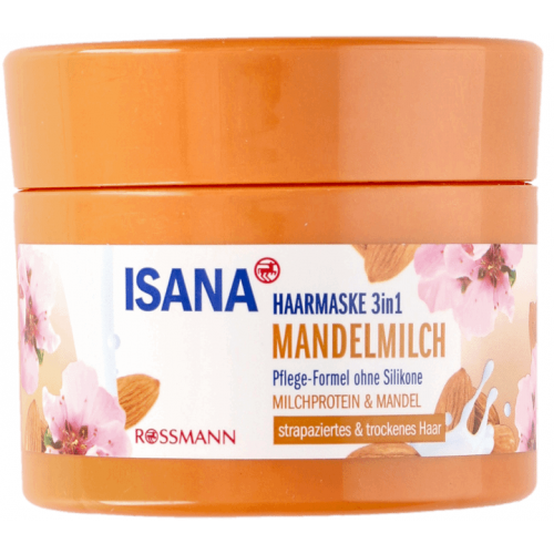 Isana, Haarmaske 3in1 Mandelmilch (Maska do włosów 3w1 `Mleczko migdałowe`)