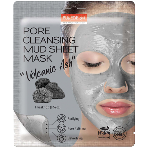 Purederm Pore Cleansing Mud Sheet Mask Volcanic Ash Oczyszczająca Maska Błotna Do Twarzy