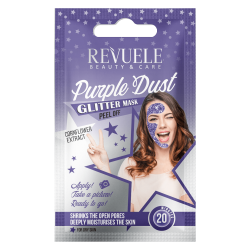 Revuele, Glitter Mask Purple Dust (Brokatowa maska peel-off do twarzy z ekstraktem z bławatka)