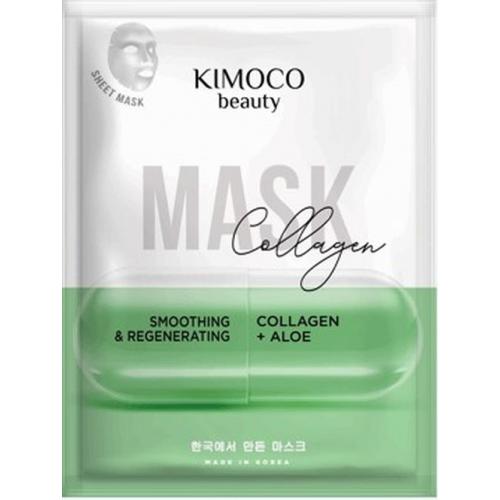 Kimoco Beauty, Collagen Mask (Wygładzająco- regenerująca maska do twarzy w płachcie z kolagenem i aloesem)