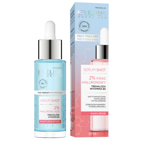 Eveline Cosmetics, Face Therapy Professional, Serum Shot, Serum nawilżające z 2% kwasem hialuronowym, trehalozą i witaminą B5