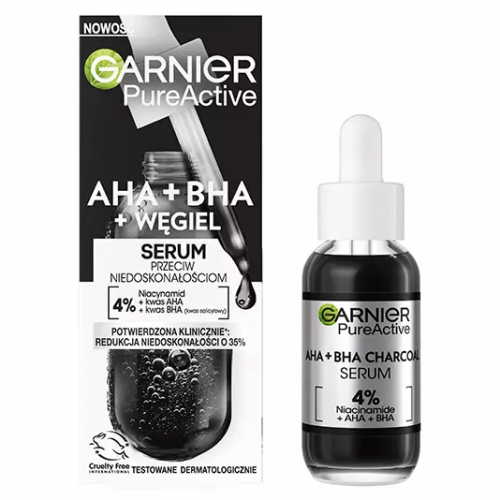 Garnier, Pure Active, Serum przeciw niedoskonałościom `AHA + BHA + Węgiel`