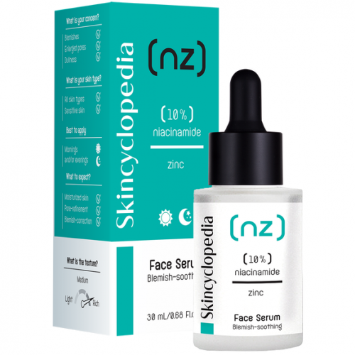 Skincyclopedia, NZ Face Serum Blemish Soothing (Skoncentrowane profesjonalne serum przeciw niedoskonałościom z 10% niacamid + 1% cynk)