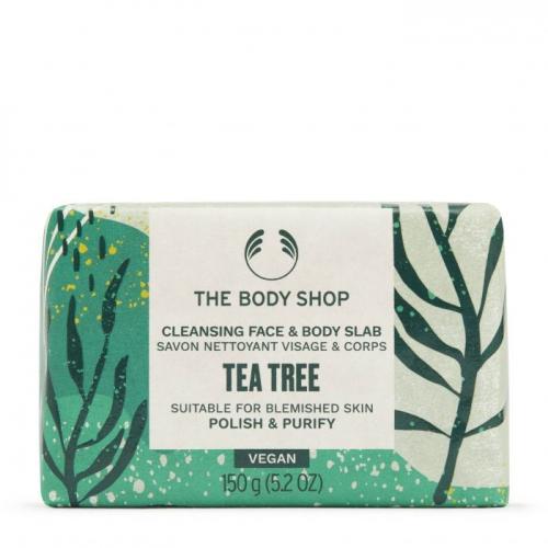 The Body Shop, Tea Tree Cleansing Face & Body Slab (Oczyszczające wegańskie mydło do twarzy i ciała)