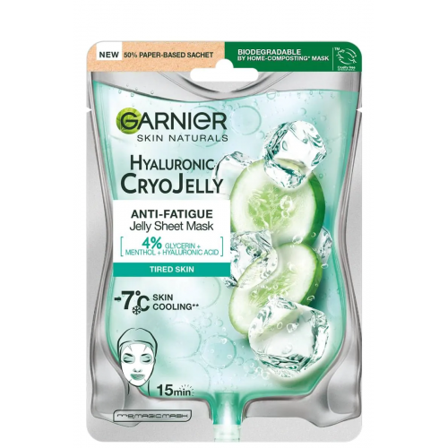 Garnier, Skin Naturals, Hyaluronic Cryo Jelly Anti-Fatigue Jelly Sheet Mask (Maska na tkaninie o żelowej teksturze redukująca oznaki zmęczenia)