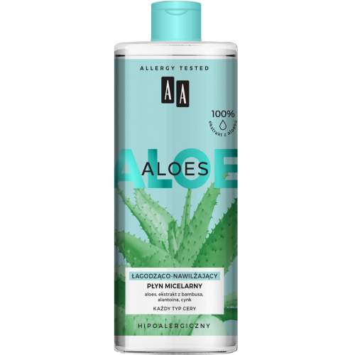 AA, Aloes, Łagodząco-nawilżający płyn micelarny (nowa wersja)