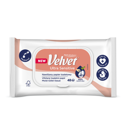Velvet, Ultra Sensitive, Nawilżany papier toaletowy