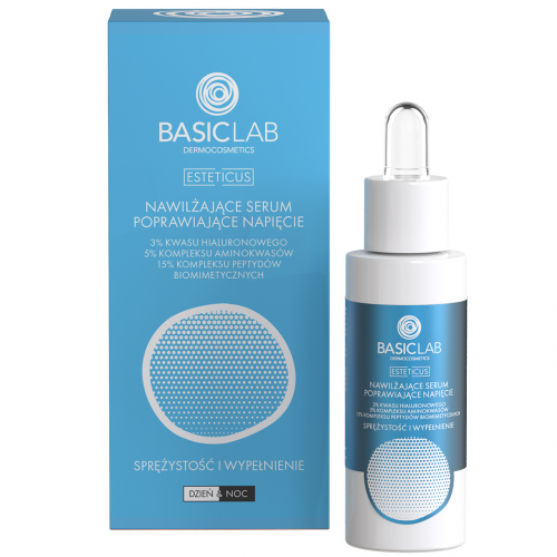 BasicLab Dermocosmetics, Esteticus, Nawilżające serum poprawiające napięcie z 3% kwasu hialuronowego, 5% kompleksu aminokwasów i 15% kompleksu peptydów biomimetycznych